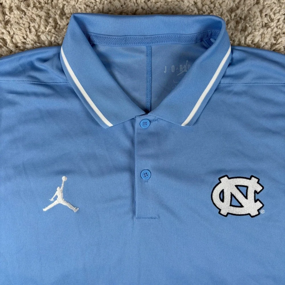 Jordan North Carolina Tar Heels Polo Shirt Mens Large UNC Football Team Issue L